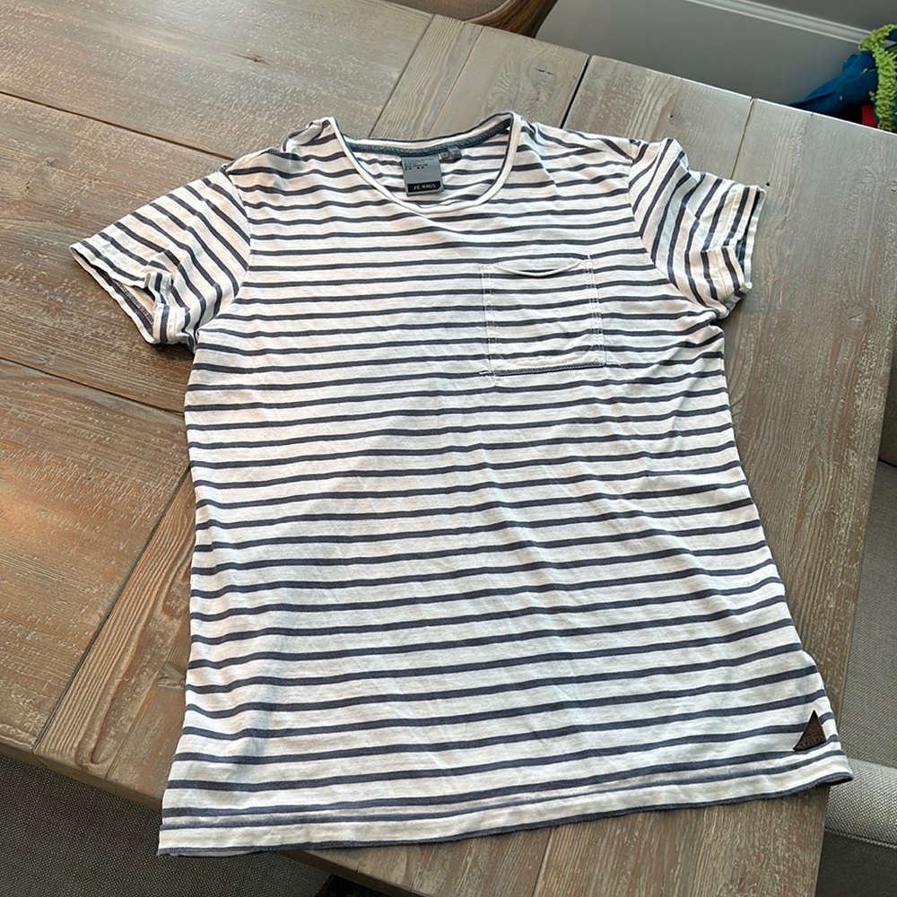 JC Rags striped shirt sleeve pocket T